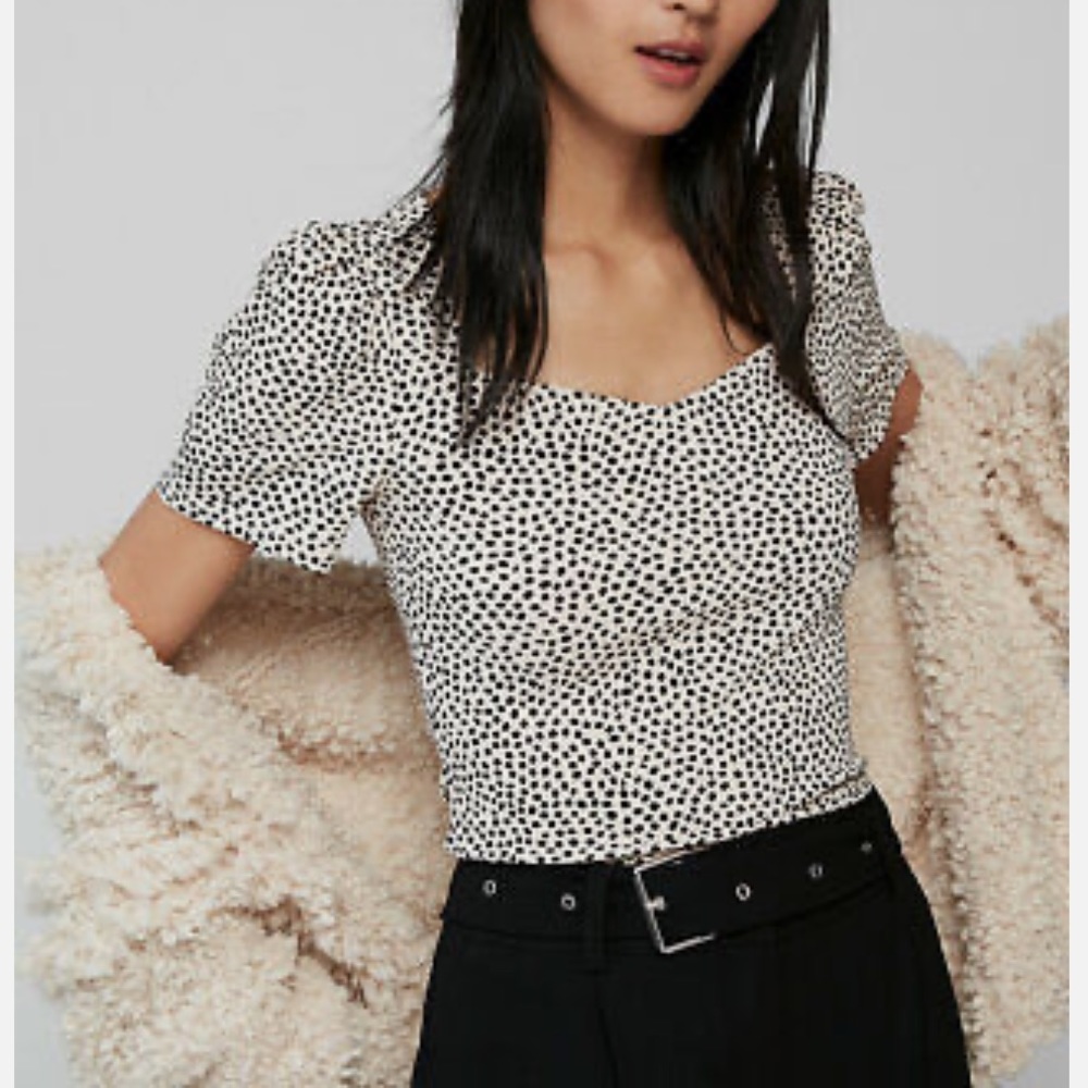 Express Black and White Polka Dot Top